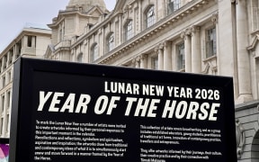 Auckland streets - Auckland council erected billboards at Britomart to celebrate the Lunar New Year/Spring festival.