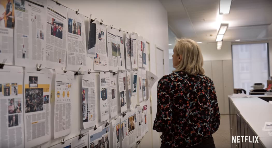 Guardian investigative journalist Carole Cadwalladr at work on the Cambridge Analytica story in The Great Hack.