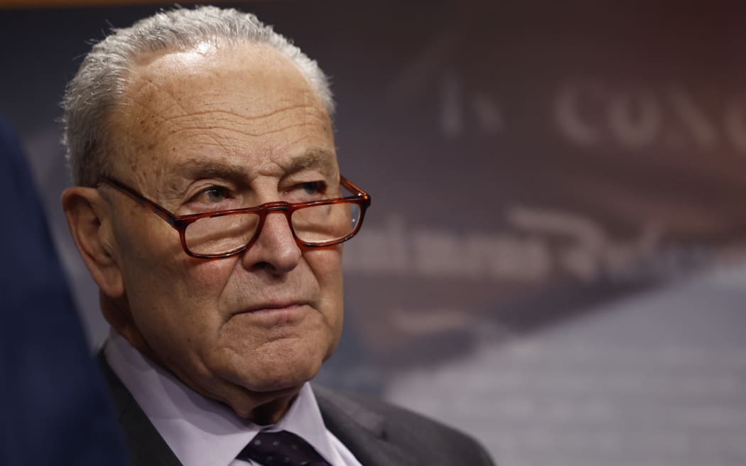 US Senate minority leader Democrat Chuck Schumer at a press conference on the Trump Administration's federal air freeze, at the US Capitol on 29 January, 2025 in Washington, DC