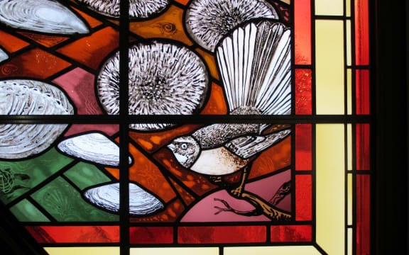 Stained glass designed by Nigel Brown