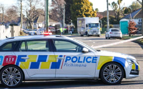 Police on Clyde Road the day after they fatally shot a woman, and critically wounded a man in Christchurch.