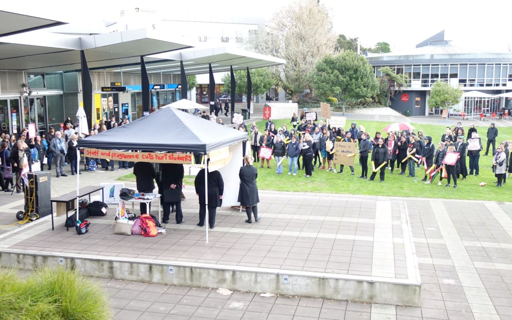 About 200 people attended the rally at the Waikato University campus.