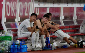 Dejected New Zealand players after the  penalty shoot-out loss to Japan in the quarterfinal at Kashima Stadium, Tokyo 2020 Olympic Games. Saturday 31 July 2021.