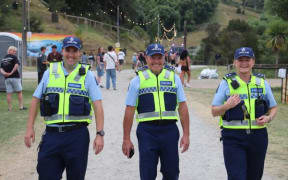 Tairāwhiti Area commander Danny Kirk, police commissioner Richard Chambers and Eastern District commander superintendent Jeanette Park at Rhythm and Vines.