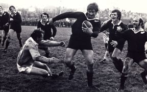 Alan Sutherland on the burst for New Zealand, 1972-73 tour of Britain and France.