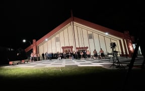 Descendents of Taranaki Whanui and its leaders in Wellington gathered at Pipitea Marae - just down the road from the protest - to lay te Kahu o te Raukura on its whenua as a cloak of peace.