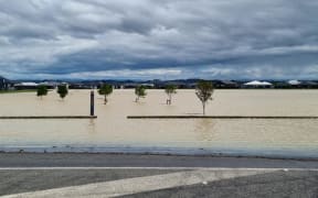 Flooding in Te Awa where people were evacuated today.