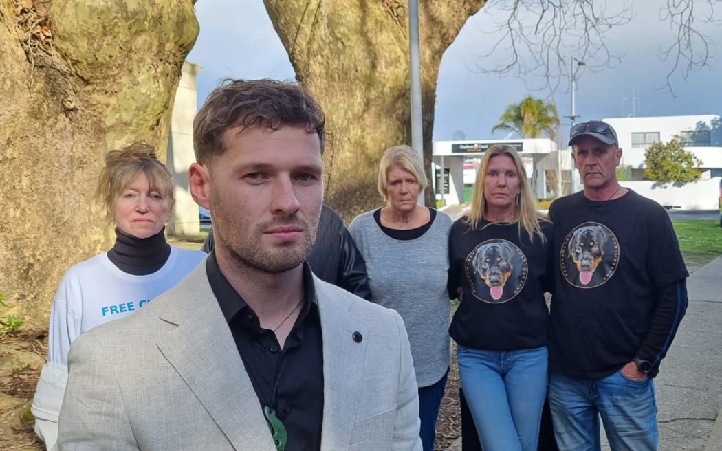 Ryan Tarawhiti-Brown and supporters outside court after the judge announced his decision on Monday. Photo: Alisha Evans/SunLive. [via LDR Single use only]