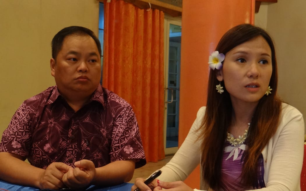 Cary Yan and his associate Gina Zhou in a file photo from 2019 during an interview in Majuro. They have been charged in New York  with violating the US Foreign Corrupt Practices Act for allegedly bribing elected leaders and engaging in money laundering “designed to influence and manipulate the legislative process” in the Marshall Islands, according to a US indictment.