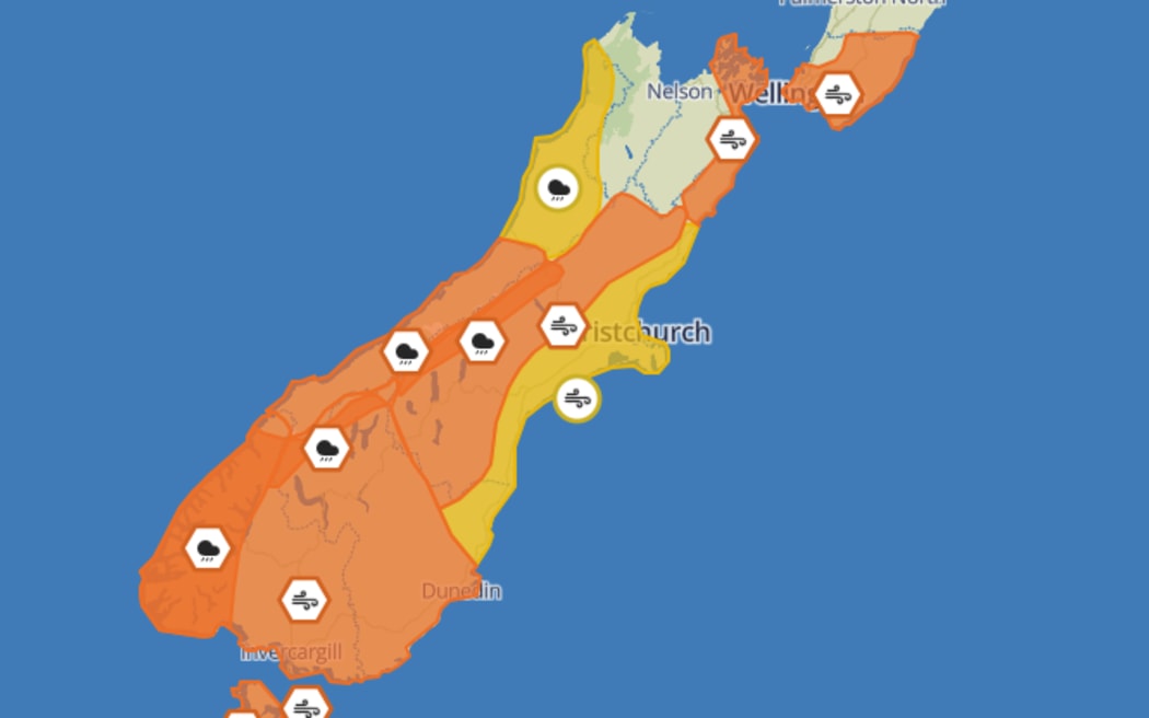 MetService weather warnings and watches as at 8:30pm on Saturday 9 December, 2023.