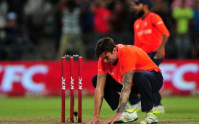 Reece Topley of England.