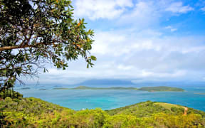 View from the Ouen Toro look out in Noumea, New Caledonia looking over the neighbouring Islands.