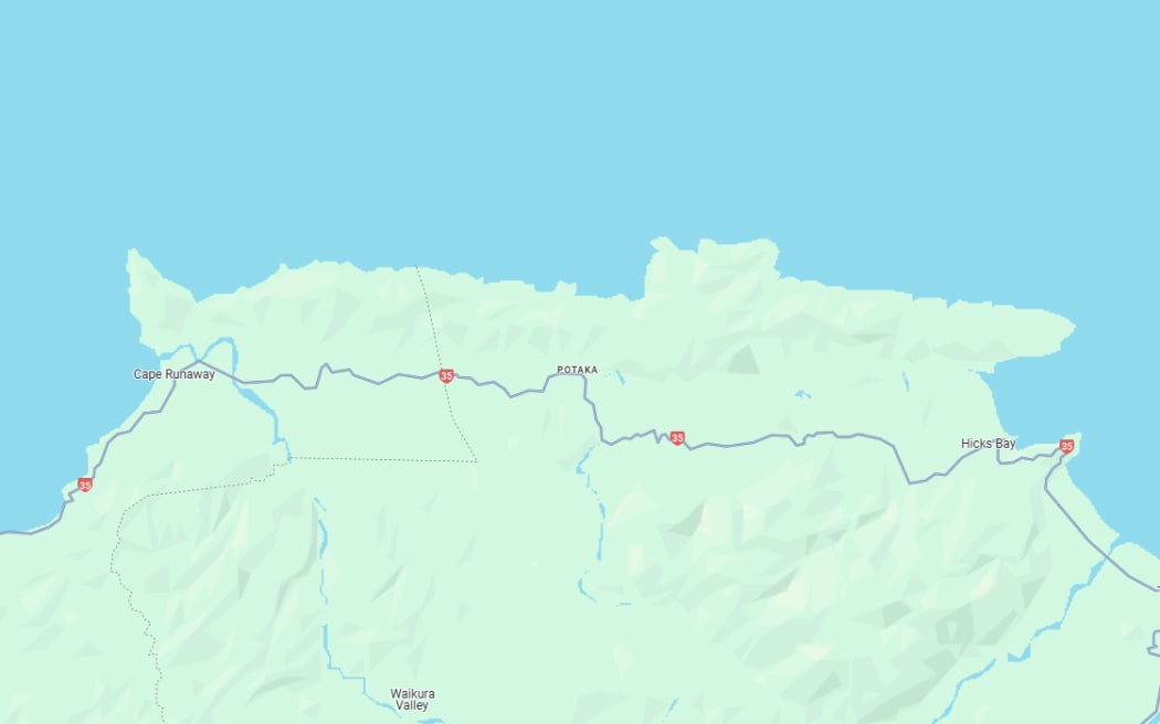 State Highway 35 (Te Araroa Road), between Hicks Bay and Cape Runaway.