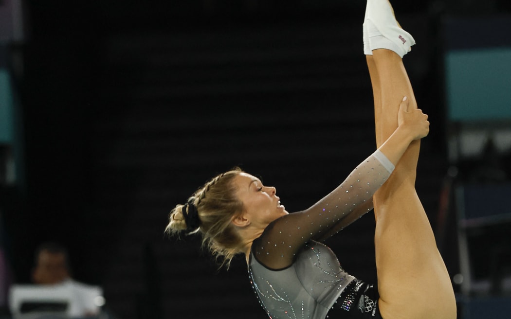DAVIDSON Madaline of New zealand, Trampoline Gymnastics Women's Final during the Olympic Games Paris 2024 on 2 August 2024 at Bercy Arena in Paris, France - Photo Gregory Lenormand / DPPI Media / Panoramic (Photo by Gregory Lenormand - DPPI Media / DPPI Media / DPPI via AFP)