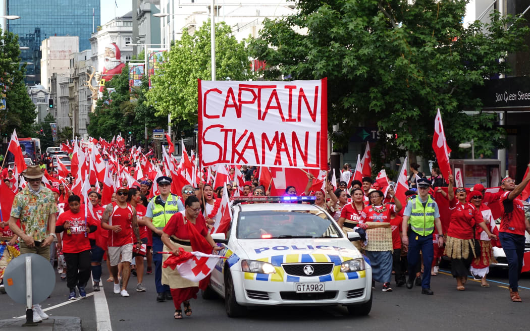 Tongan fans in central Auckland