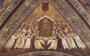 Franciscan Allegories: St Francis in Glory - fresco by Giotto c.1330 from Lower Church, San Francesco, Assisi