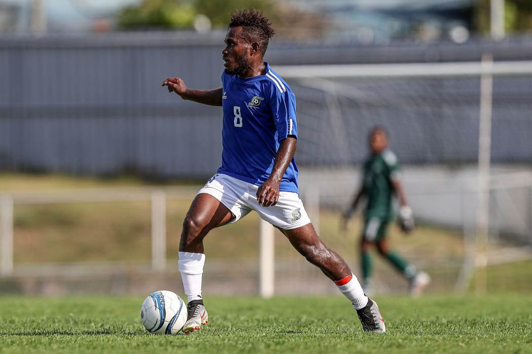 Solomon Islands Patrick Taroga on the ball. OFC Men's Olympic Qualifier 2019.