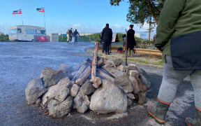 Ihumātao occupiers gathered to mark a year since the eviction notice for the disputed land was served, 23 July 2020.