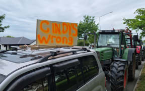 Groundswell protesters in a convoy in Christchurch Sunday.