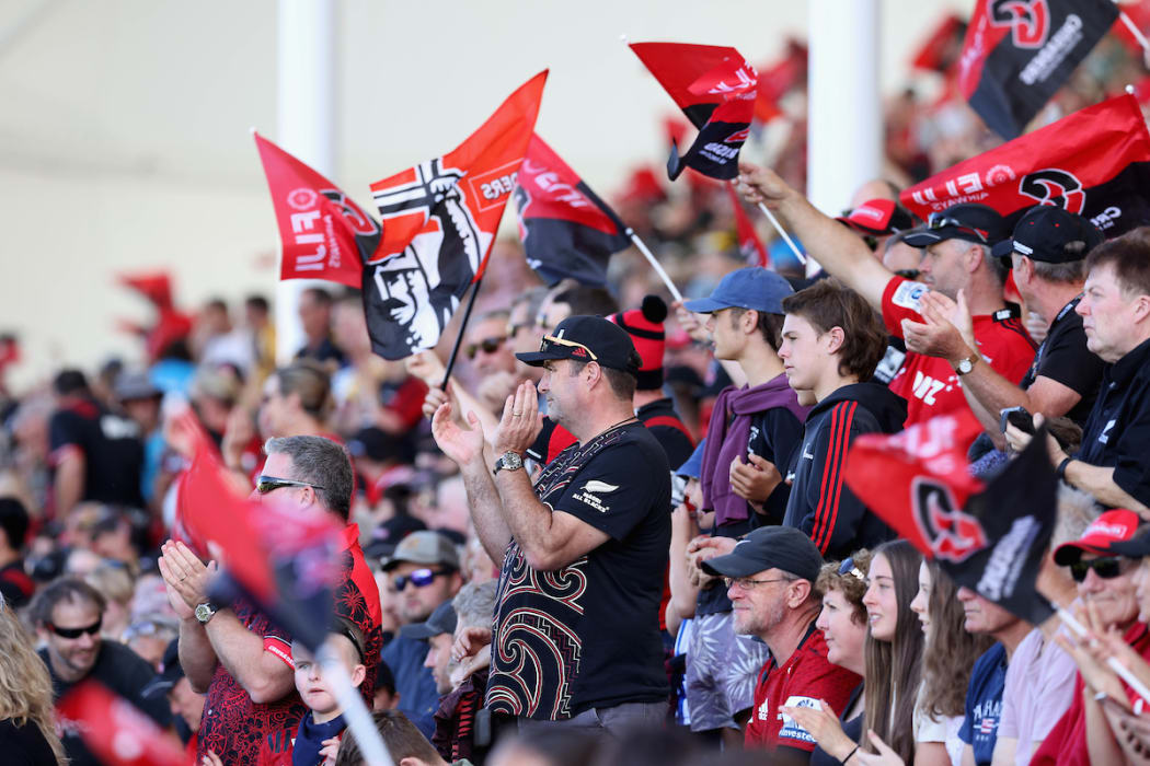 Crusaders fans. Crusaders v Hurricanes. 2021 Super Rugby Aotearoa. Orangetheory Stadium, Christchurch, New Zealand. Sunday 07 March 2021. Copyright photo: Martin Hunter / www.photosport.nz