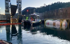 The locomotive submerged in Picton.