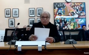 Former MP Aupito William Sio makes a submission to Parliament's Governance and Administration Committee about New Zealand's brutal history regarding Samoa and Samoans.