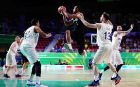 Mika Vukona of New Zealand looks to make a pass.
