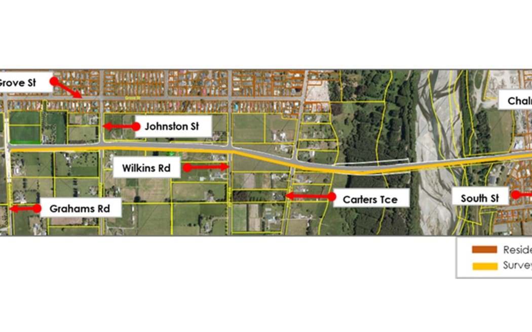 The proposed path of Ashburton's second bridge
