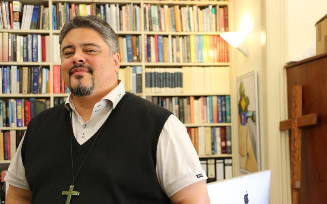 Bishop Don Tamihere in his office at Te Raukahikatea house, Gisborne.