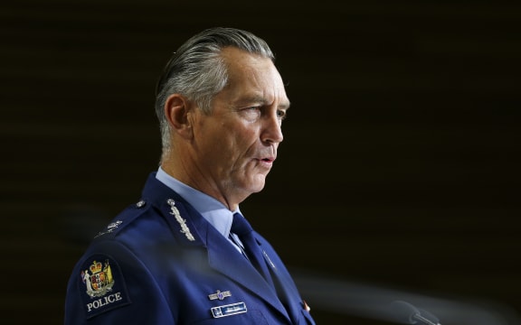 WELLINGTON, NEW ZEALAND - APRIL 02: Outgoing Police Commissioner Mike Bush speaks to media during a press conference at Parliament on April 02, 2020 in Wellington, New Zealand. (Photo by Hagen Hopkins/Getty Images)