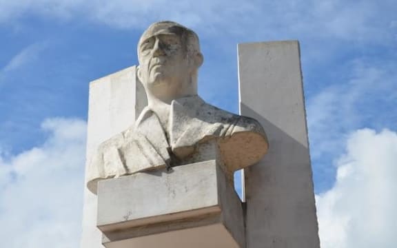 Memorial to Pouvanaa a Oopa in Papeete, French Polynesia.