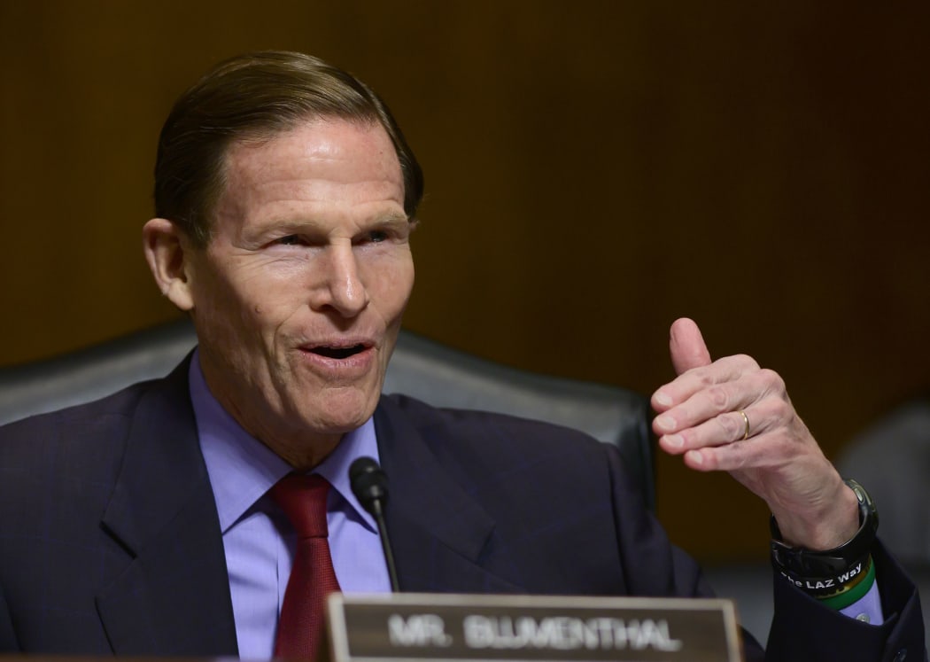 United States Senator Richard Blumenthal (Democrat of Connecticut) during the United States Senate Committee on the Judiciary Subcommittee on Antitrust, Competition Policy, and Consumer Rights hearing