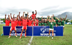 The Tongan men's team and South Africa's women celebrate their victories