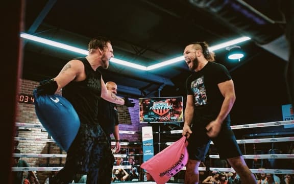 Action from the PFC 1 pillow fighting competition.