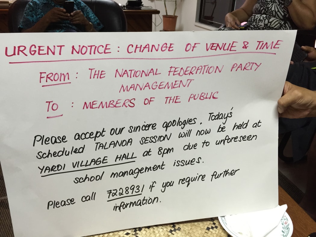 Notice by Fiji's NFP after police caused school to cancel talanoa