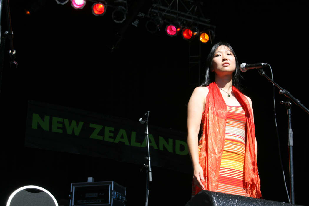 Renee Liang performing poetry at WOMAD. Photo courtesy Renee Liang