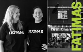 Image of Kirsty Senior and Sophie Gilmour of Fatima's and the book cover.