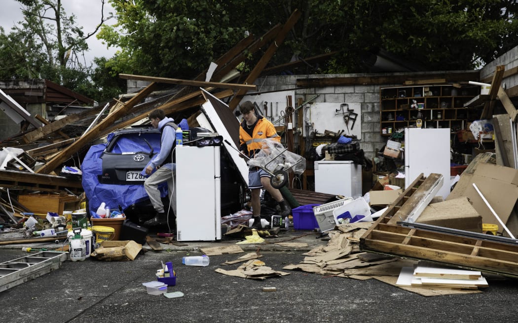 Some properties on Cornwall Street have been damaged after a severe thunderstorm hit Lower Hutt on 12 December, 2023.