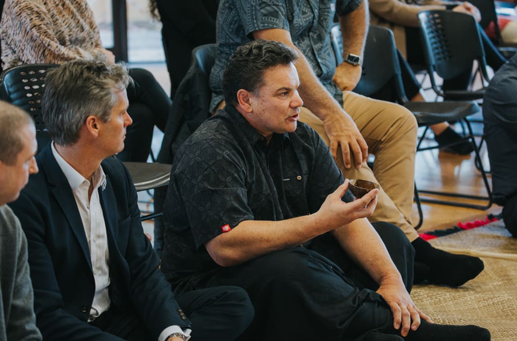 Lau’auli Sir Michael Jones gives his blessing and words of encouragement to Saveatama Eroni Clarke during Ava Usu ceremony.