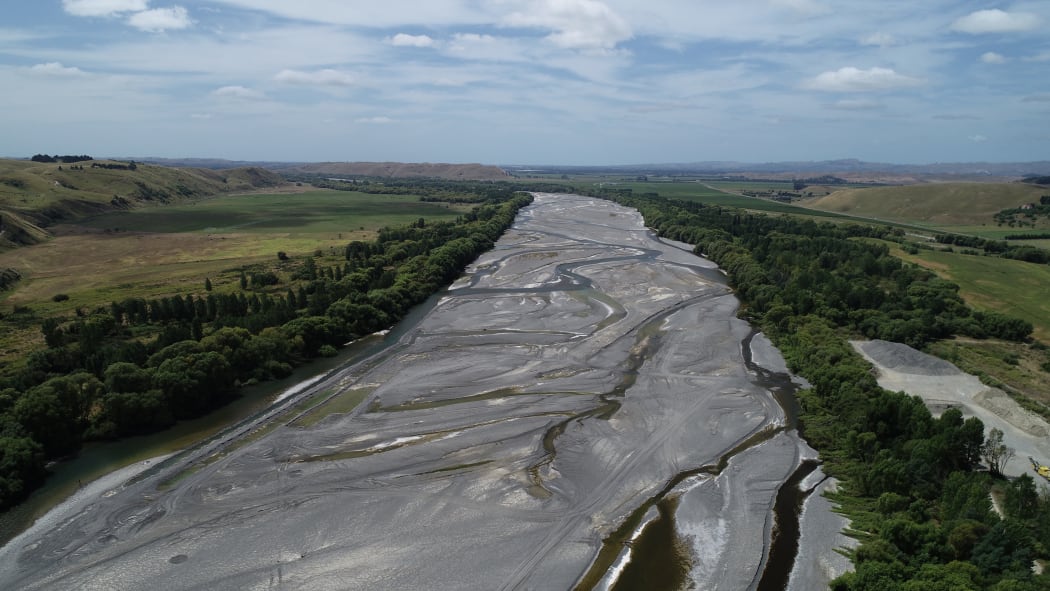 The braided Naruroro river channel from above.