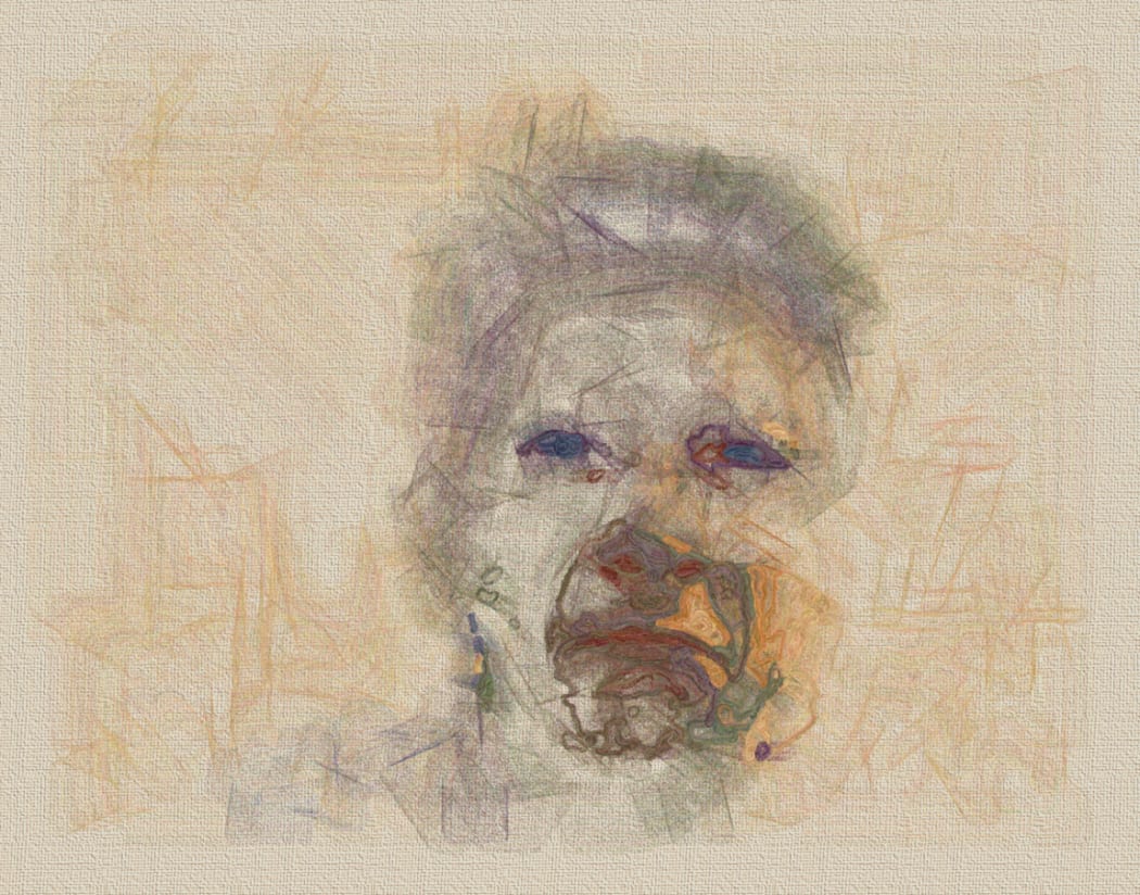 Computer portrait of Simon Colton, by the software programme he created: The Painting Fool