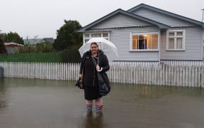 In Hokitika, Livingstone Street resident Monique Daly has had water through garage where power tools and mattresses are stored.