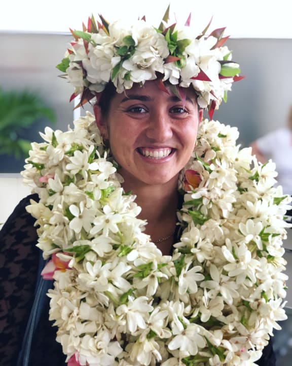 Nicholas being welcomed to Rarotonga after qualifying for the Cook Islands.