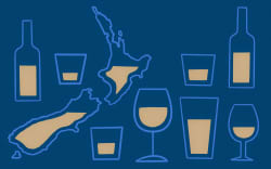 Illustration of alcohol glasses and NZ