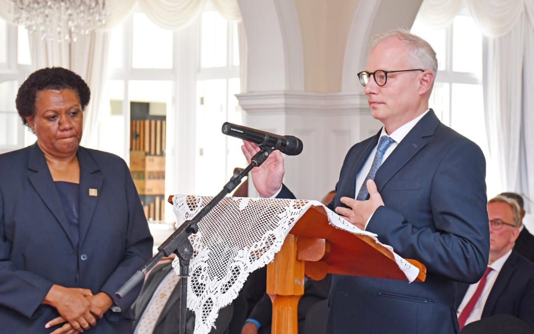 Dr Marcus Brand, Chairperson of the Truth and Reconciliation Commission, at the swearing in ceremony at the State House in Suva on Thursday. 30 January 2024