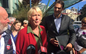 Susan Austen outside the High Court in Wellington.