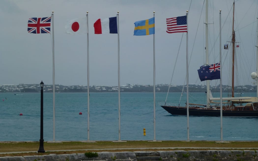 New Zealand's flag at the America's Cup races was flown at half mast on Saturday after the woman's death.