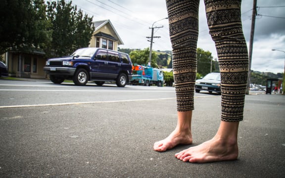 Carla Green goes barefoot in Dunedin