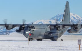 C-130H Hercules NZ7005 on the ice in Antarctica.