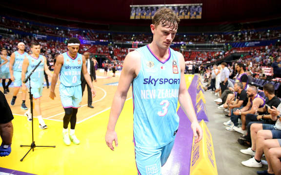 Finn Delany walks off the court after the Breakers' round five NBL against the Sydney Kings played at Qudos Bank Arena, Sydney on Friday 12 February 2021.